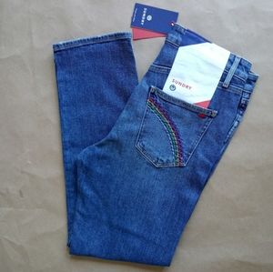 Sundry Rainbow Love Patch High Button Jeans 27